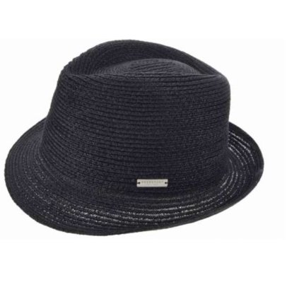 Černý  letní klobouk Trilby Toyo - 100 % sláma