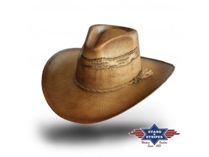 Béžový slaměný western klobouk - Stars and Stripes - Tico