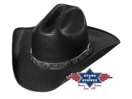 Černý slaměný western klobouk - Stars and Stripes - Bronx