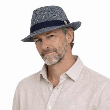 Letní modrý fedora klobouk od Fiebig - Traveller Toyo