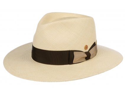 Luxusní  panamský klobouk - klobouk Fedora - ručně pletený, UV faktor 80 -  Ekvádorská panama - Mayser Nizza