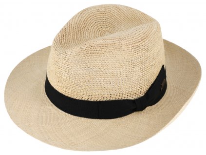 Letní slaměný klobouk Fedora - ručně pletený - Ekvádorská panama - Traveller "Crochet"