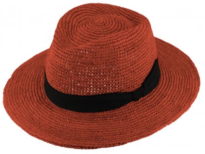 Fedora Raffia - slaměný skořicový klobouk - Bestseller