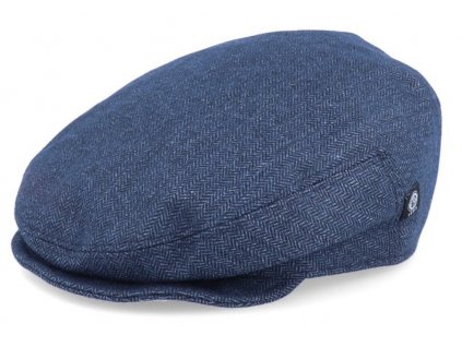 Zimní vlněná modrá bekovka (ušní klapky)  - driver cap - od CTH Ericson - Carl Sr. Herringbone Blue