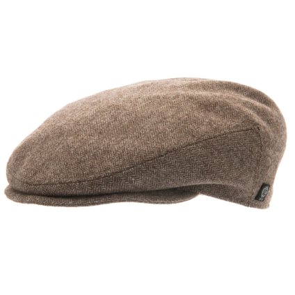 Zimní vlněná hnědá bekovka (ušní klapky)  - driver cap od CTH Ericson - Carl Sr. Herringbone Brown