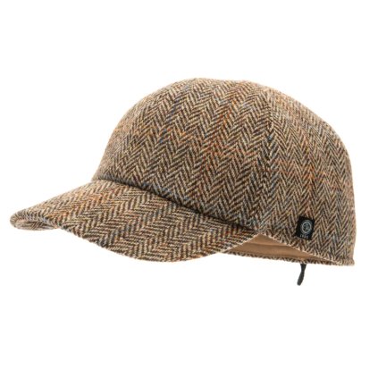 Zimní vlněná kšiltovka (ušní klapky) - Harris Tweed Camel
