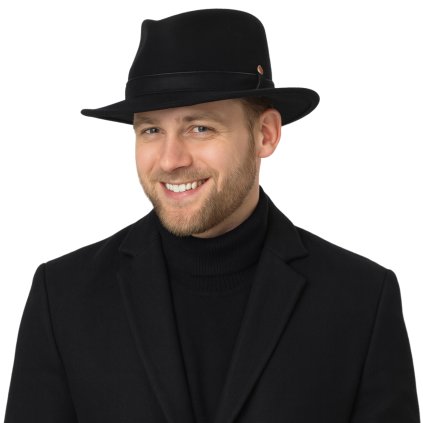 Cestovní nemačkavý voděodolný černý klobouk Mayser -  Doren
