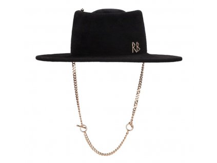 Dámský luxusní černý klobouk Ruslan Baginskiy - Chain Strap Gambler Hat