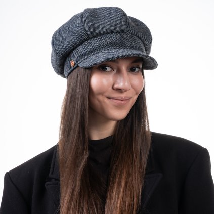 8-dílna bekovka od Mayser - Coco Tweed Newsboy Cap - modrý tvíd