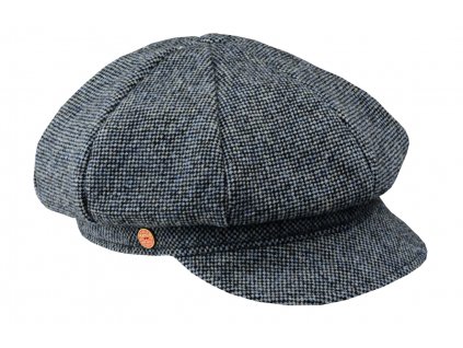 8-dílna bekovka od Mayser - Coco Tweed Newsboy Cap - modrý tvíd