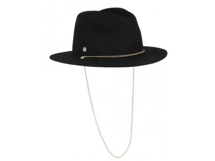 Dámský černý klobouk fedora se zlatým řetízkem -  Fléchet