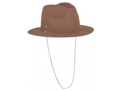 Dámský béžový klobouk fedora se zlatým řetízkem -  Fléchet