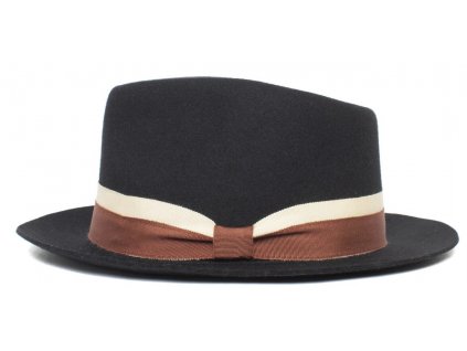 Černý trilby klobouk s hnědobéžovou stuhou -  Goorin Bros Wheeler