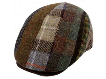 Pánská zimní vlněná bekovka - Fiebig - Harris Tweed (patchwork)