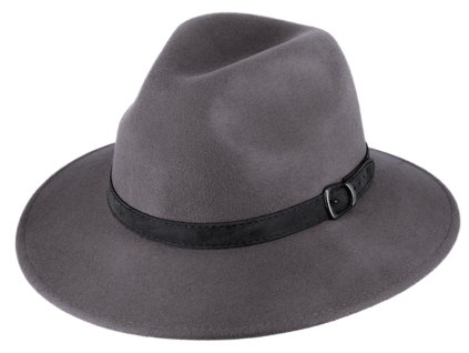 Cestovní šedý nepromokavý, nemačkavý klobouk vlněný od Fiebig - Indiana Jones