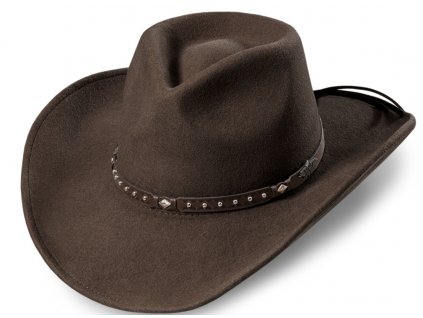 Westernový hnědý klobouk s koženým řemínkem - Reno