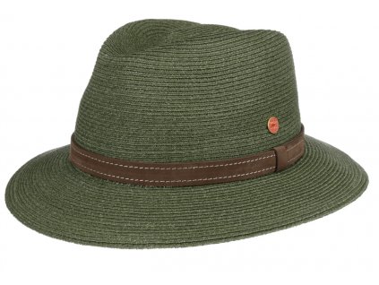 Luxusní nemačkavý zelený klobouk Fedora - ručně šitý, UV faktor 80 -  Mayser Mathis