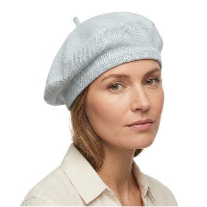 Bavlněný letní baret dámský - Flora - Bledě modrá