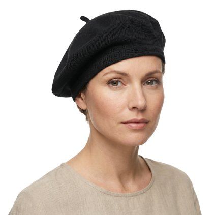 Bavlněný letní baret dámský - Flora - Černá