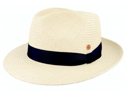 Exkluzívní panamský klobouk Fedora Bogart s černou stuhou - ručně pletený, UV faktor 80 -  Ekvádorská panama - Mayser Torino