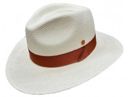 Bílý panamský klobouk Fedora - ručně pletený, UV faktor 80 -  Ekvádorská panama - Mayser Gedeon