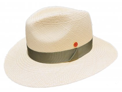 Luxusní panamský klobouk Fedora s zelenou stuhou - ručně pletený, UV faktor 80 -  Ekvádorská panama - Mayser Gedeon
