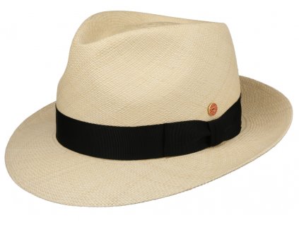 Panamský klobouk Trilby s menší krempou s černou stuhou - ručně pletený, UV faktor 80 -  Ekvádorská panama - Mayser Maleo