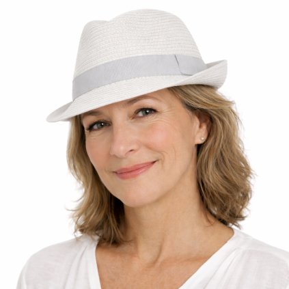 Nemačkavý letní bílý klobouk Trilby od Fiebig