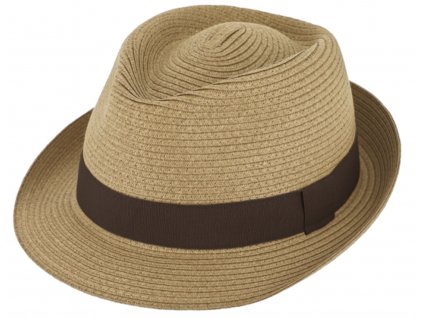 Nemačkavý béžový letní klobouk Trilby od Fiebig