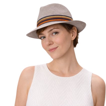 Letní crushable šedý fedora klobouk od Fiebig - Traveller Toyo