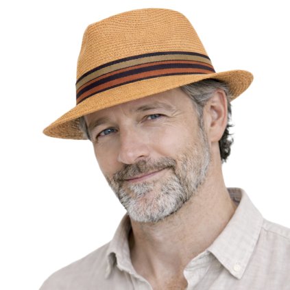 Letní crushable fedora klobouk od Fiebig - Traveller Toyo Cognac