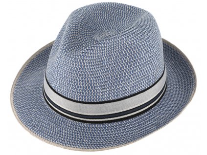 Letní modrý fedora klobouk od Fiebig - Traveller Melange