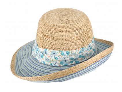 Dámský letní slaměný klobouk Cloche - látková tvarovatelná krempa