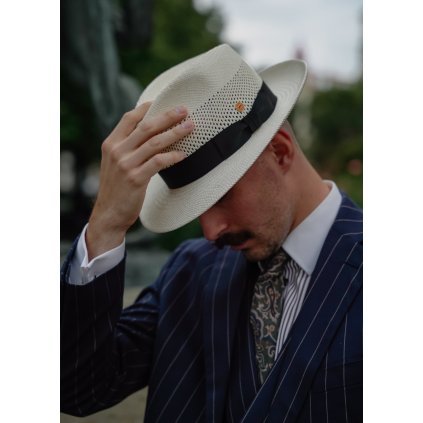Luxusní panamský klobouk Fedora - Mayser Imperia - s černou stuhou