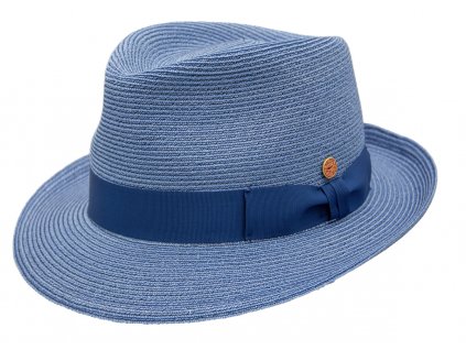 Modrý crushable (nemačkavý) letní klobouk Trilby  - Mayser Maleo, UV faktor 80