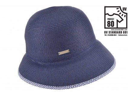 Letní dámský nemačkavý klobouk - cloche se zkrácenou krempou vzadu - UV faktor 80