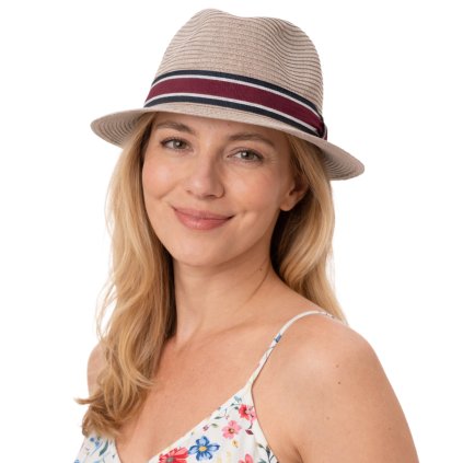 Letní šedý fedora klobouk od Fiebig - Traveller Toyo