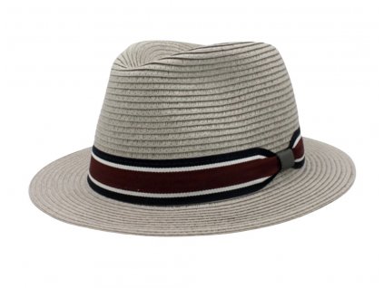 Letní šedý fedora klobouk od Fiebig - Traveller Toyo - modrý