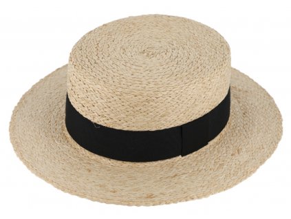 Letní slaměný nemačkavý boater klobouk - unisex žirarďák - Fiebig Canotier