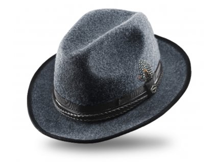 Šedý trilby klobouk fedora - Nelio - vintage - limitovaná kolekce