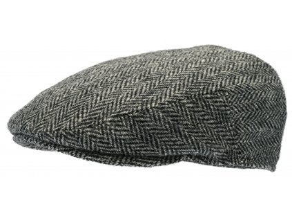 Zimní vlněná bekovka  - driver cap od CTH Ericson Spencer - Harris Tweed Black