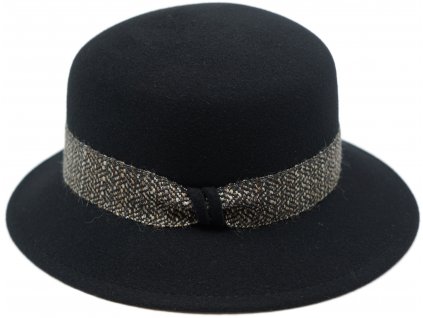Dámský zimní plstěný nemačkavý černý klobouk  - Jule