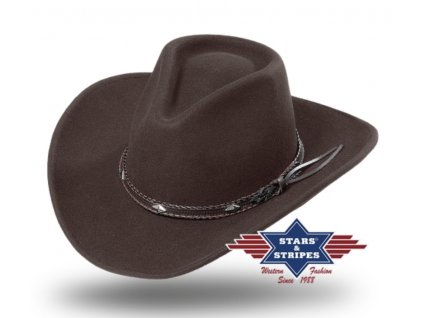 Westernový hnědý klobouk s koženým řemínkem - Dallas