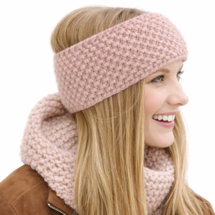 Dámská zimní starorůžová čelenka - Fiebig