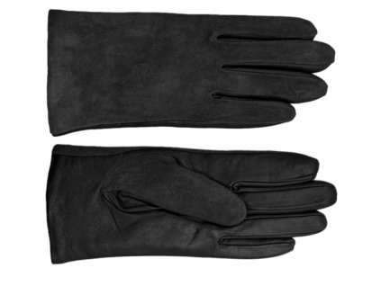 Dámské černé kožené (s semišem) rukavice flísová podšívka - Fiebig