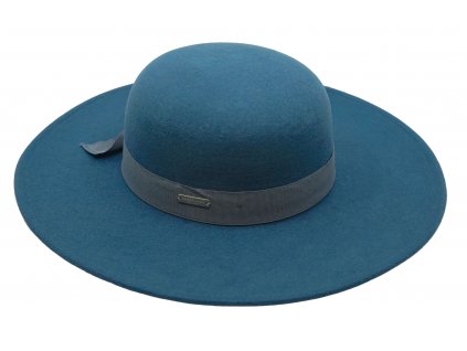 Dámský zelenomodrý klobouk Floppy vlněný od Seeberger s širší krempou