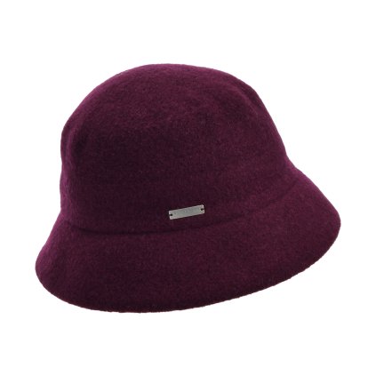 Bucket hat - zimní burgundy vlněný klobouček - Seeberger