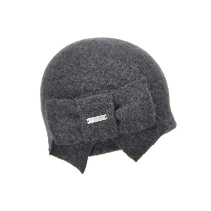 Vlněná šedá dámská čepice s mašličkou - Seeberger