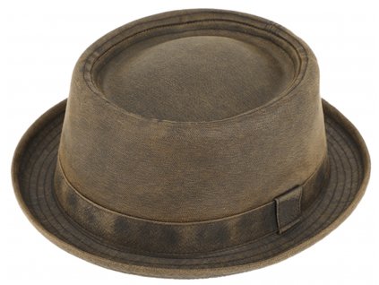 Bavlněný klobouk porkpie - Fiebig  - vintage washed cotton - vintage sepraná bavlna