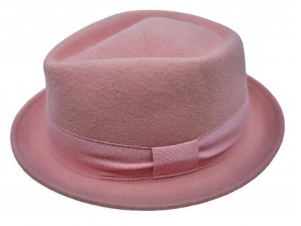 Trilby klobouk vlněný Fiebig  - růžový - Diamond Woolfelt